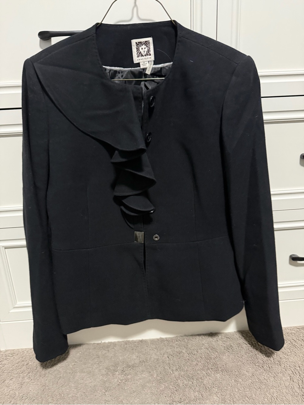 Black Ruffle Front Women's Suit (blazer and skirt)